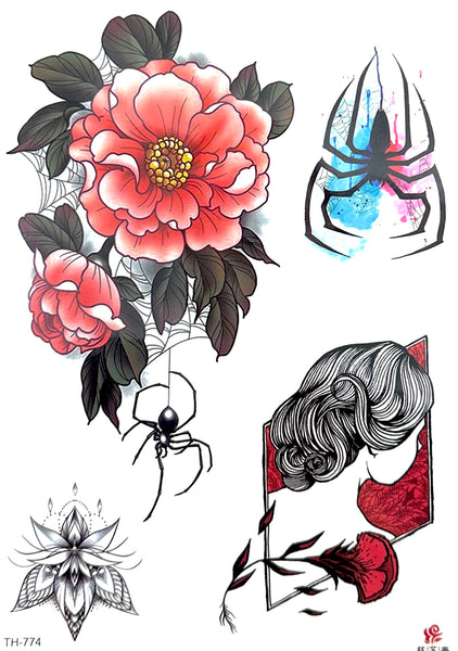 Набор цветок, паук, девушка