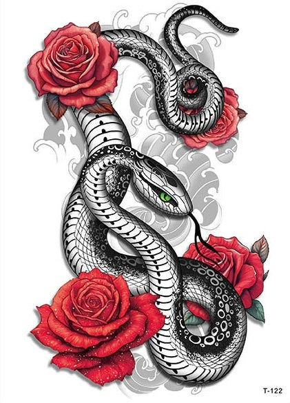 Змея, розы