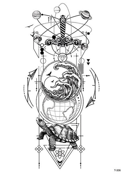 Черепаха, волна, планеты
