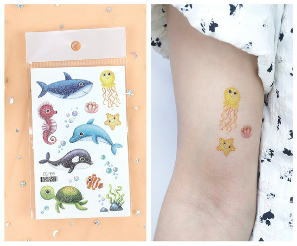 Море, черепаха, дельфин с блёстками