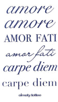 Надпись amore, amor fati, carpe diem