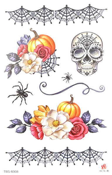 Череп, паутина, тыква