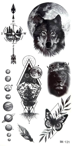 Набор волк, лев, планеты