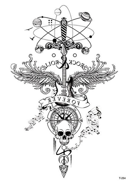 Череп, крылья, гитара