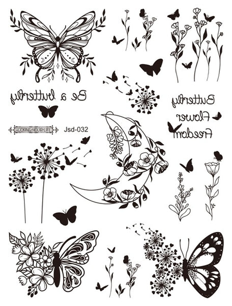 Набор бабочки, цветы