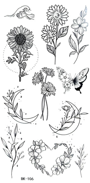 Набор цветы, полумесяц, подсолнух