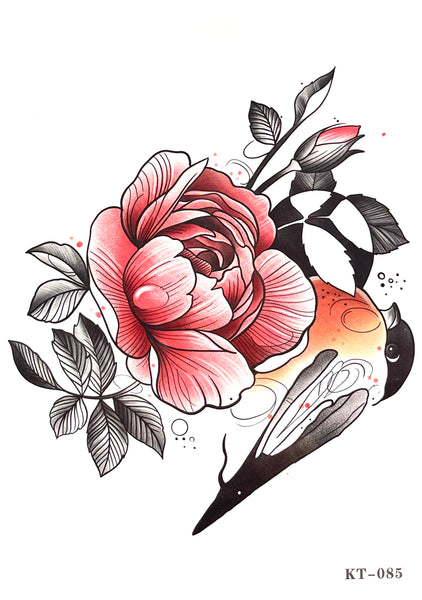 Снегирь с розой