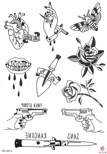 Набор сердце, пистолет, роза