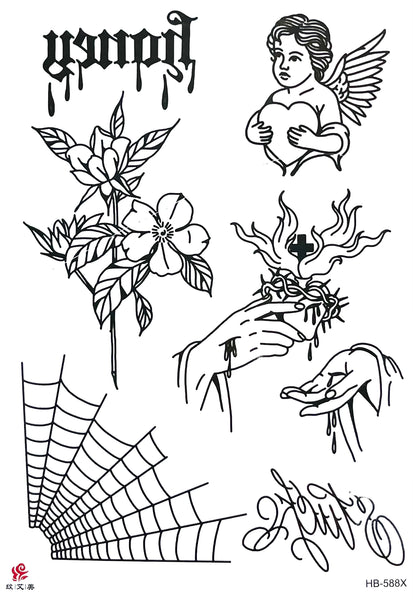 Набор ангел, цветок, паутина