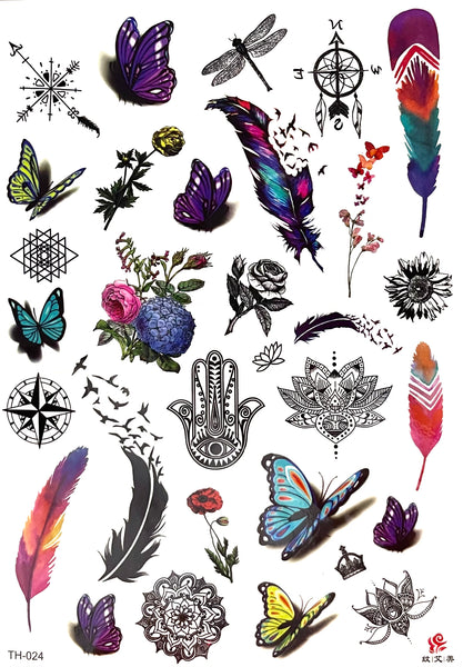 Набор бабочки, перья, узоры