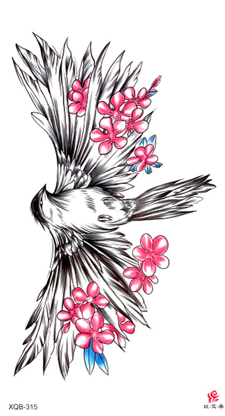 Птица с цветами